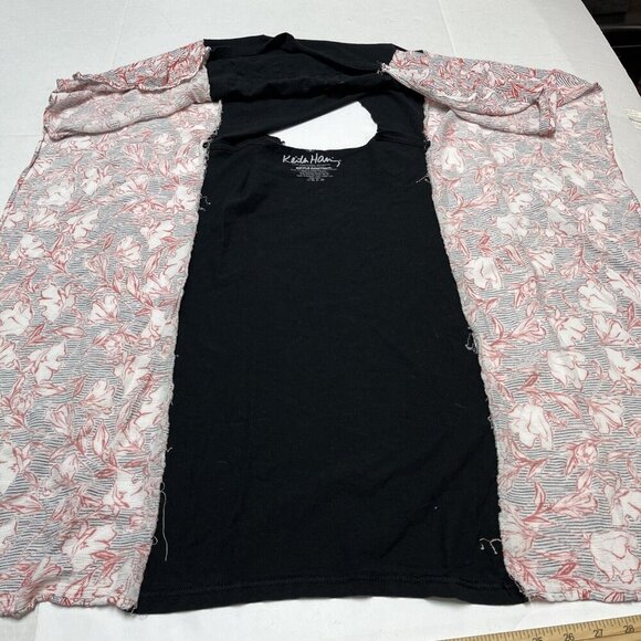 Ripple Junction X Keith Haring Top Women S DYI Added Floral Sleeves Flowy Casual - Picture 7 of 7